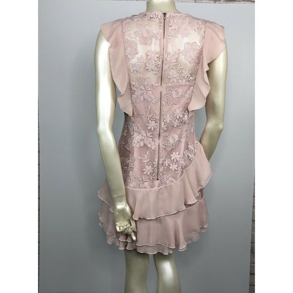 PARKER Gabriel Mini Dress In Pearl Blush Ruffle 6 - Picture 7 of 10